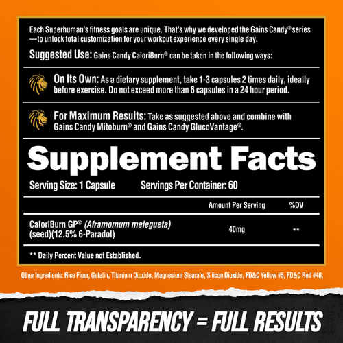 CaloriBurn Gains Candy Alpha Lion Ingredients