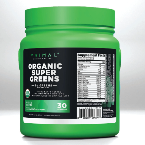 Daily Organic Greens Primal Supplement Fact