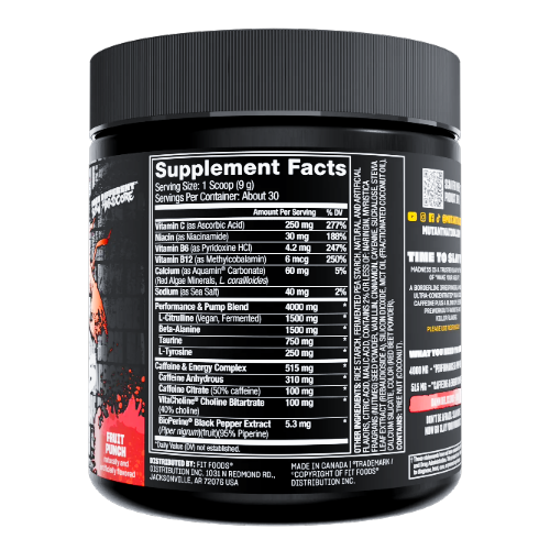 Mutant Madness Pre-Workout Ingredients