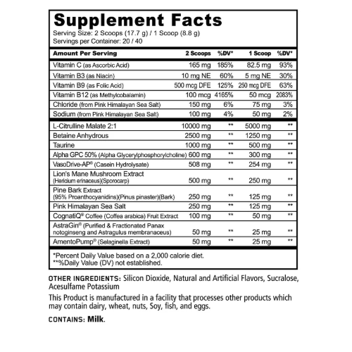 Panda Pump Stim Free ingredients
