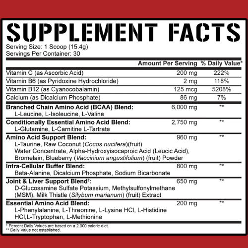 All Day You May BCAA Supplement Facts