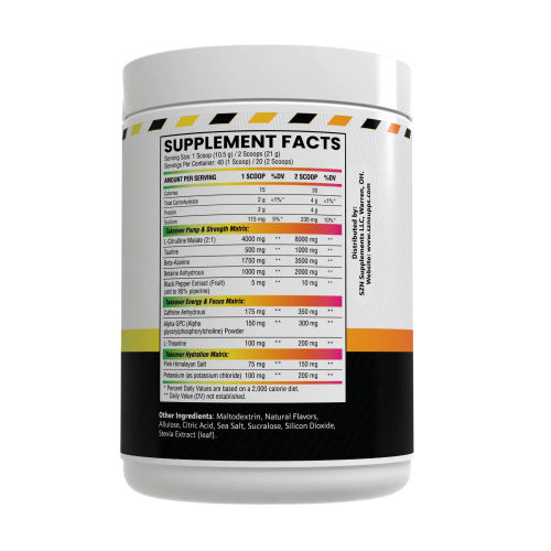 Takeover Pre-Workout Supplement Facts